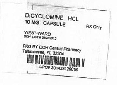 Dicyclomine Hydrochloride Capsules, USP 10 mg Capsules - Dicyclomine HCL